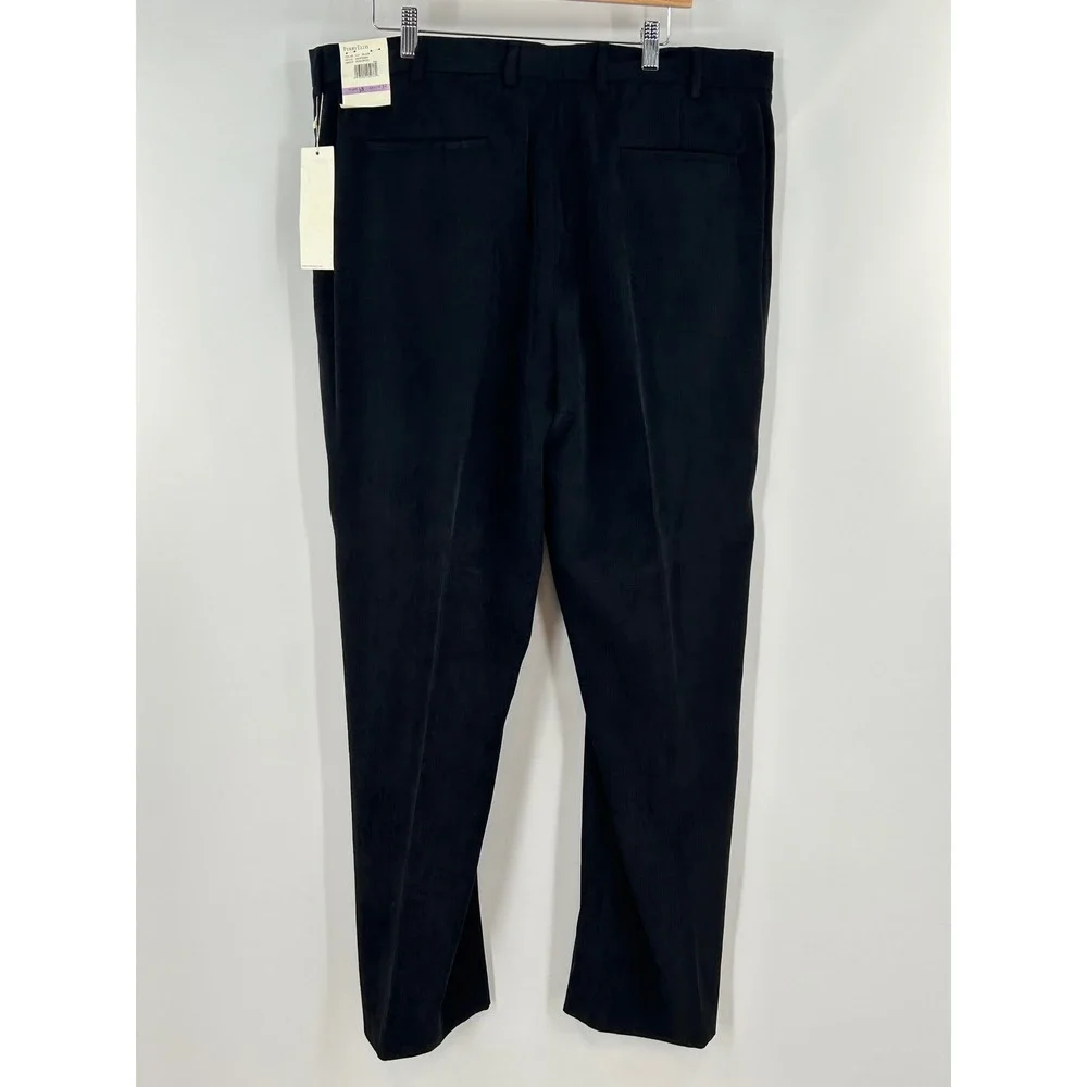 Perry Ellis Mens Black Corduroy Principles Pants 38x32 NWT 46FB7020PS